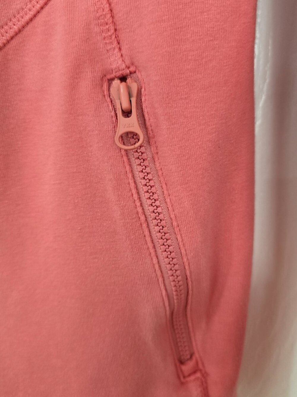 T by Talbots Everyday Yoga Jacket Full Zip Mock Neck Zip Pocket Coral Pink Large - Picture 3 of 8